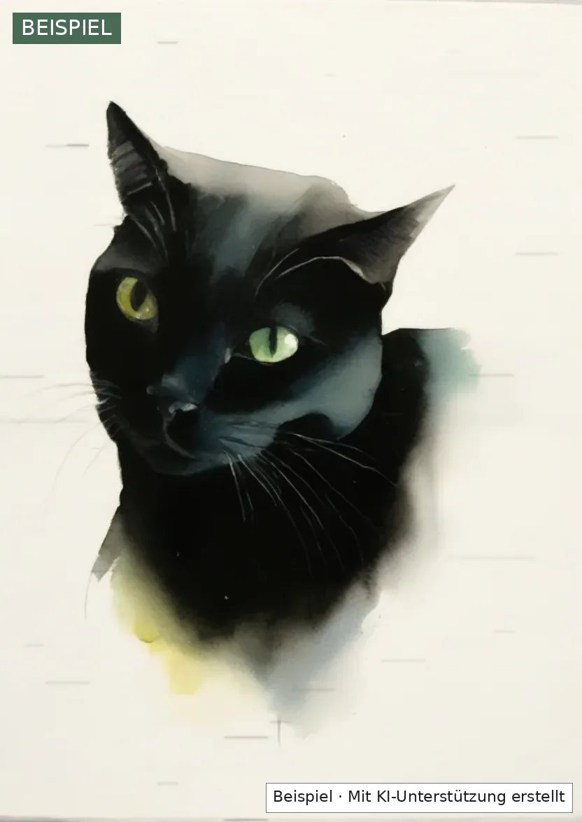 Beispiel: Aquarellporträt einer schwarzen Katze